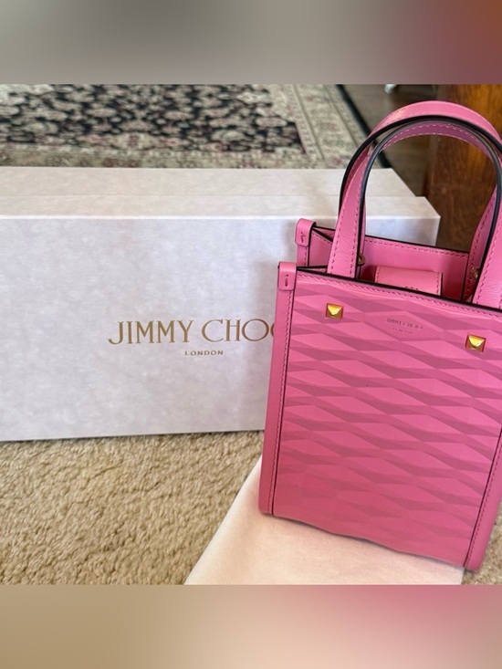 Jimmy Choo Handbags - Jimmy Choo Mini North-South Diamond Embossed 3D Leather Tote Bag / Crossbody